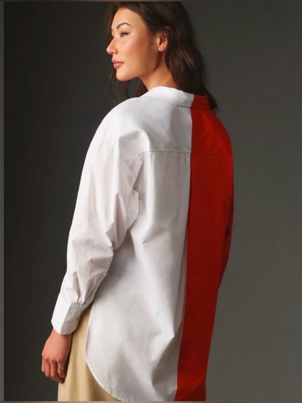 EUC Maeve by Anthropologie Oversized Colorblock Orange Button Down Shirt X-Small - Picture 2 of 8